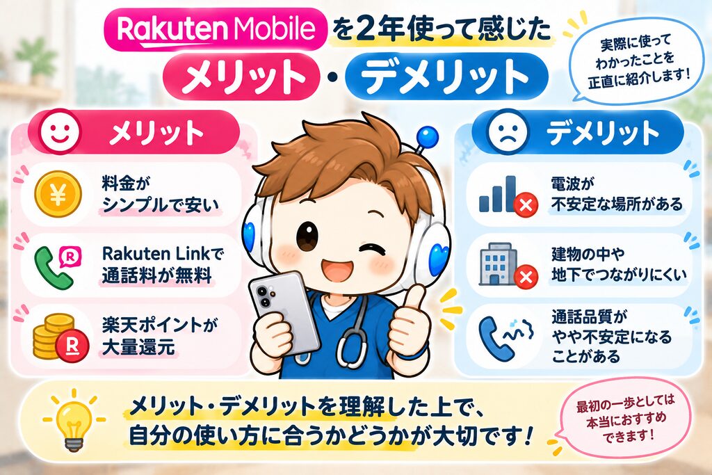 「楽天モバイルを2年使って感じたメリット・デメリット」